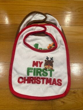 Baby first holiday bibs size os .